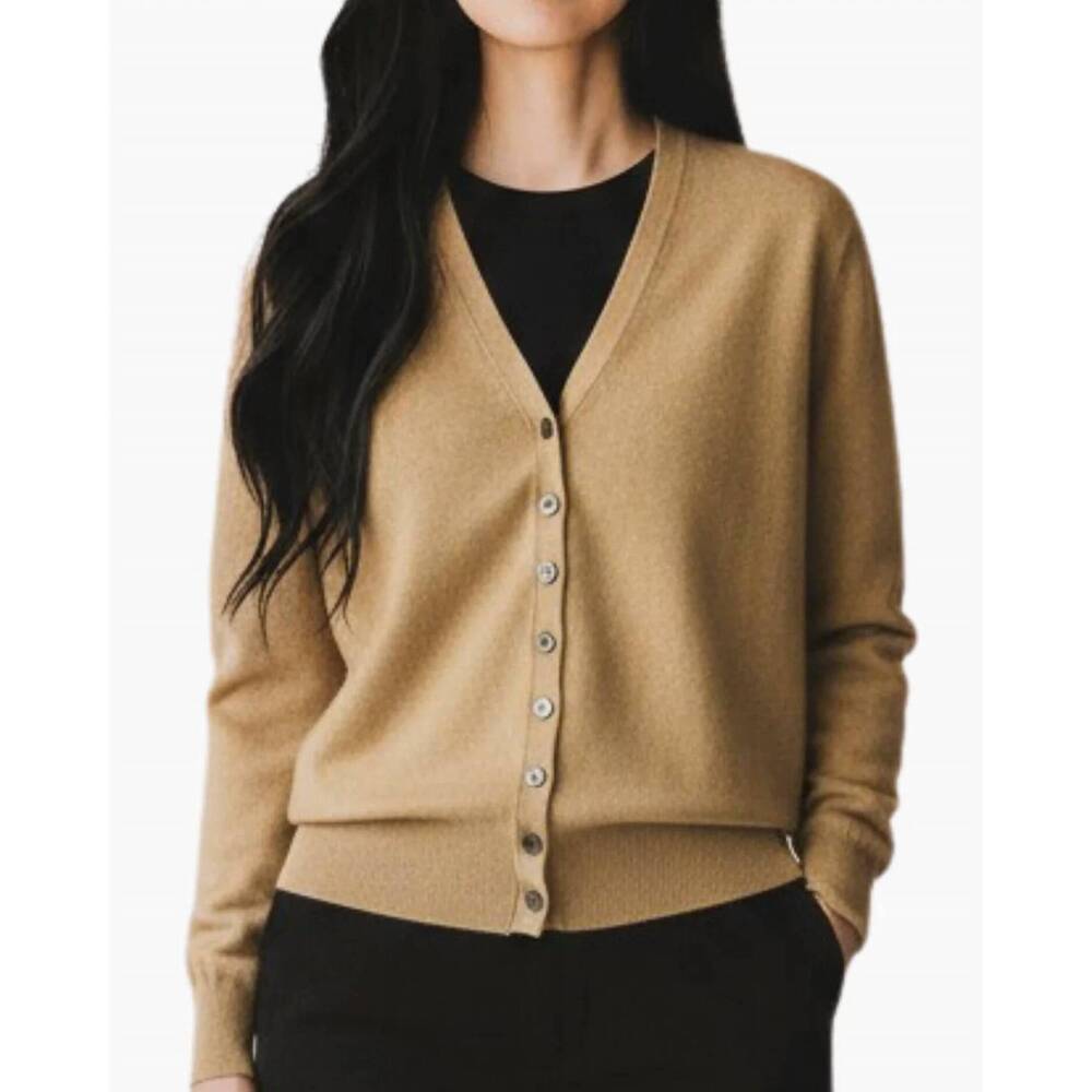 NEW BRAZEAU TRICOT royal milan cardigan in caramel